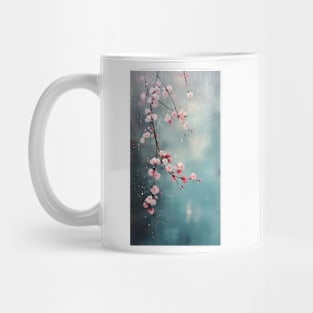 Pink blossoms on turquoise weather Mug